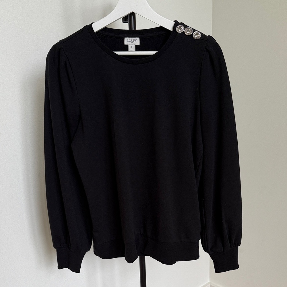 J. Crew Elegant Black sweatshirt with Button Accents